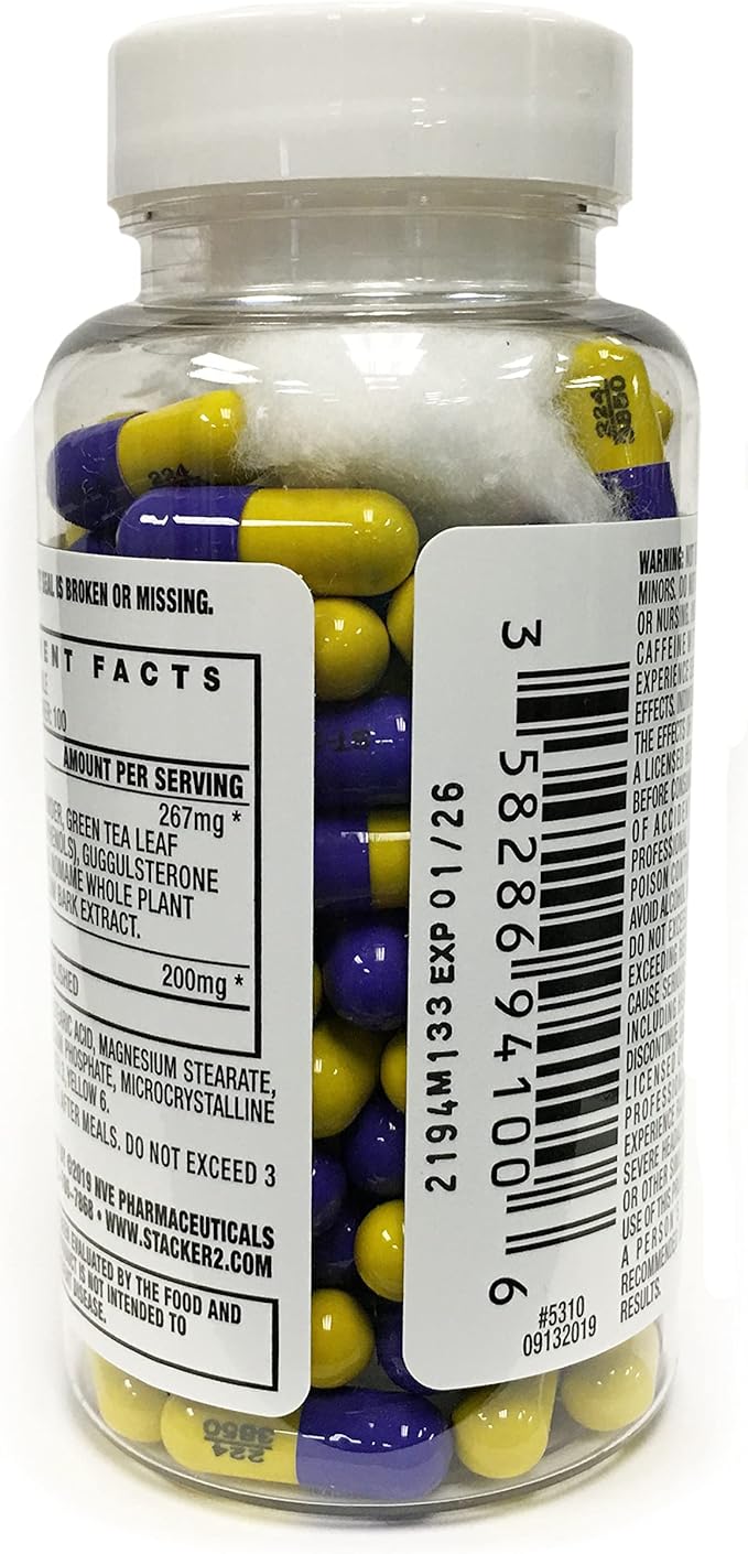 Stacker 2 Fat Burner Capphedra Free, 100-Count Bottlesules, E