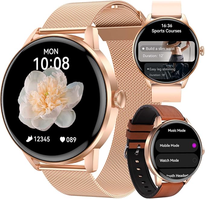 KPEP Fitness Watches for Women Men with 3 Bands, 1.43" AMOLED Screen Smartwatches Make & Answer Calls, SpO2 Heart Rate Mon...