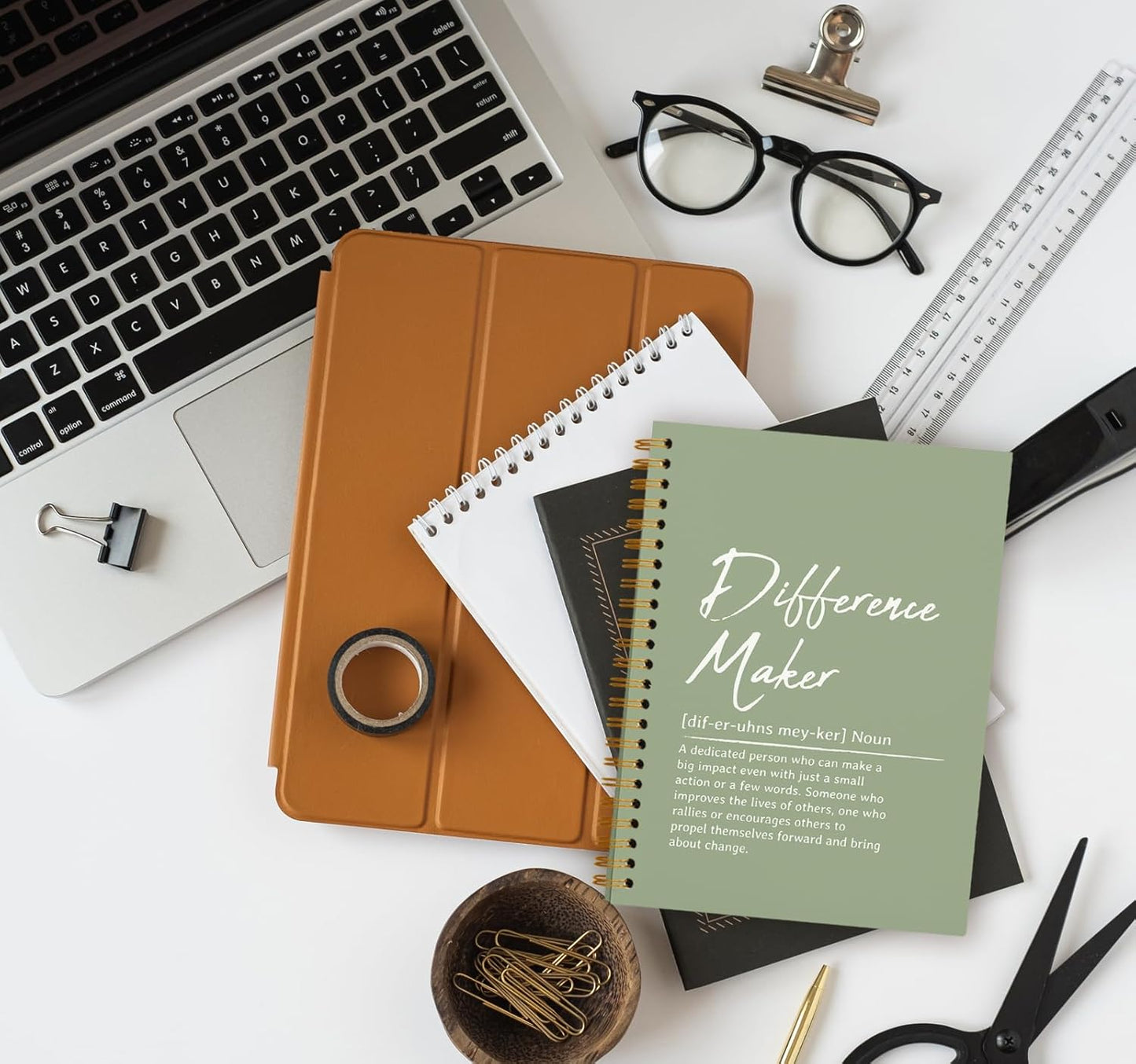 OXW Sage Green Notebooks for Work, Difference Maker Gift Meeting Notebook Journal for Writing, Employee Appreciation Gifts, Thank You Gifts for Women Men Leader Mentor Boss Manager, 5.5"x8.3"