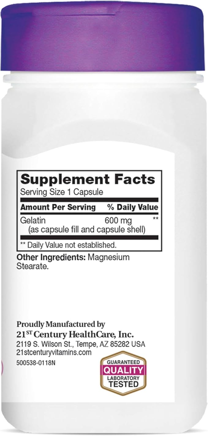 21st Century Gelatin 600mg, 100 Capsules
