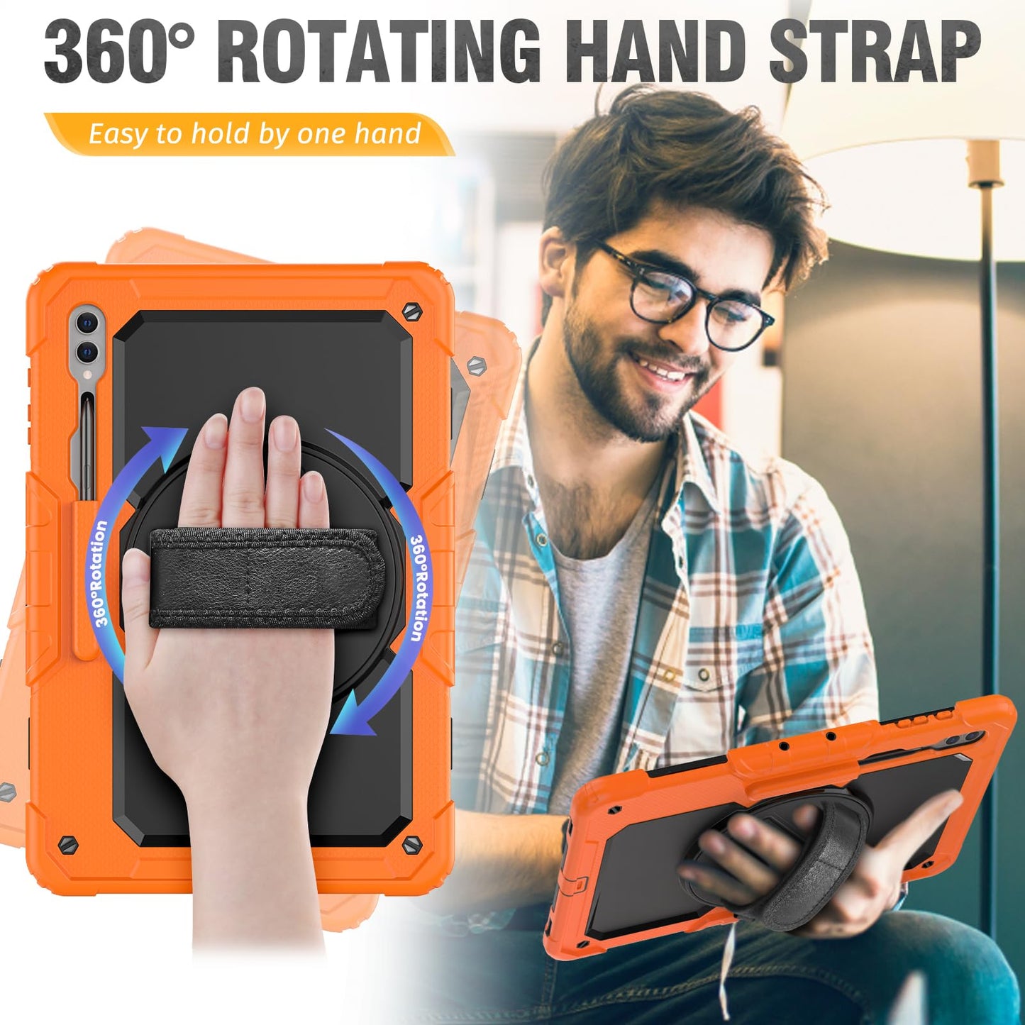 Hxcaseac Case For Samsung Galaxy Tab S7 Fe 5G 12.4 Inch, Protective With Screen Protector/Hand Strap/S Pen Holder, Heavy Duty De