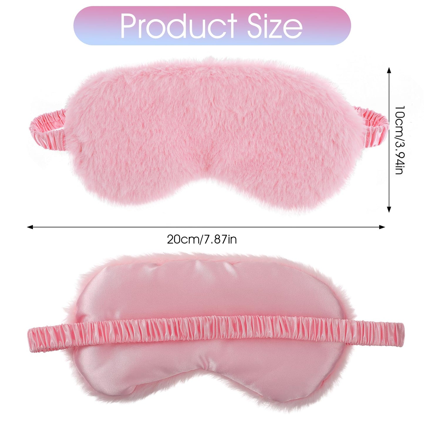2 Pcs Plush Eye Mask Soft Sleeping Blindfold Eye Cover Comfortable Furry Faux Fur Sleeping Mask Satin Nap Night Eyeshade Cover for Women Men Gift (Pink, Red)