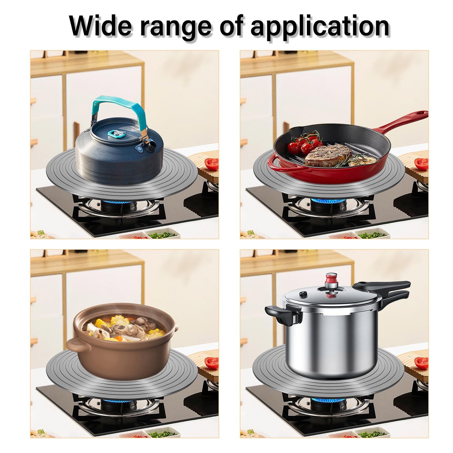 2 Pack Gas Stove Heat Diffuser Plate, Round Fast Defrosting Tray Aluminum Non-Stick Coating Cookware Simmering Thawing Plate Conduction Multifunctional, Flame Guard Protection Stovetop (9.3'' & 11'')