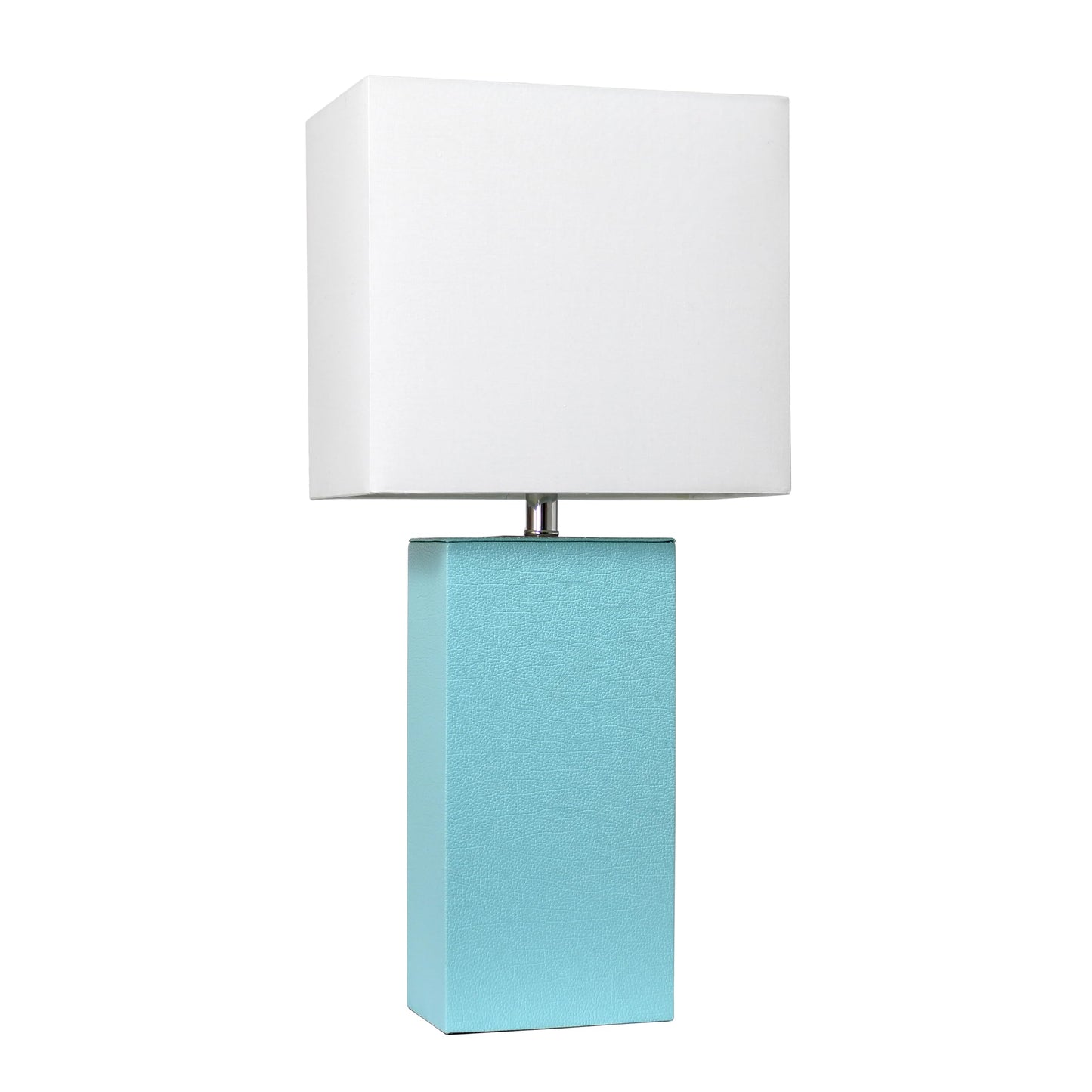 LALIA HOME Bedside Table Lamp, 21in Modern Design, Aqua Fabric Shade, Model 1270-LHT-3008-AU, Wood & Metal Base