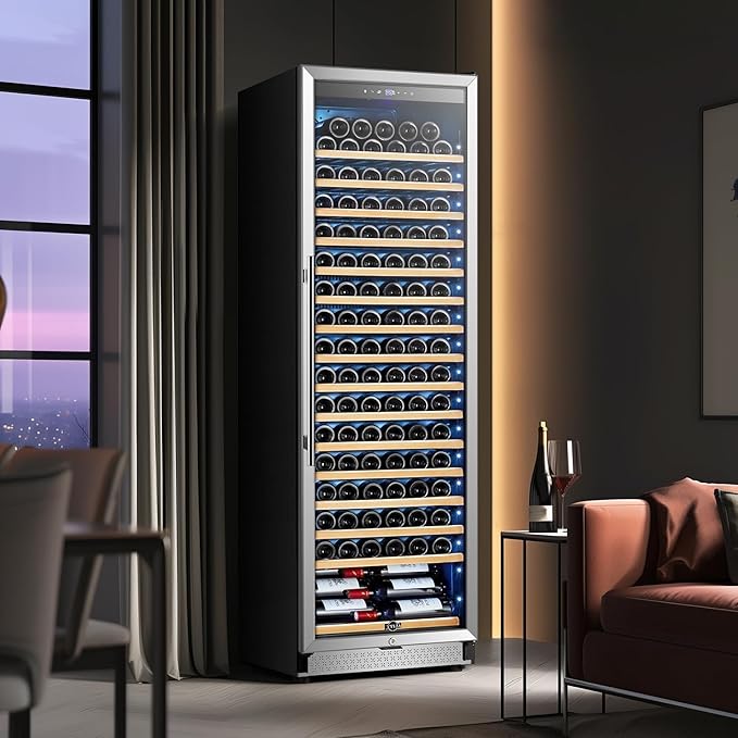 Tylza Wine Fridge 24 Inch, 189 Bottles Large Wine Cooler Refrigerator, Built-in or Freestanding Tall Wine Cooler Commercial with Upgraded Compressor, Low Noise, Fast Cooling