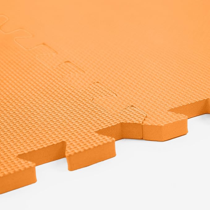 FlooringInc's 1/2" Soft Non-Toxic Baby Play Mat, Toddler Playmat, Colorful Puzzle PlayMat, Floor Mats for Kids & Babies, EVA Foam Interlocking Tiles for Nursery & Playroom | Orange, 35 Tiles, 140 SqFt