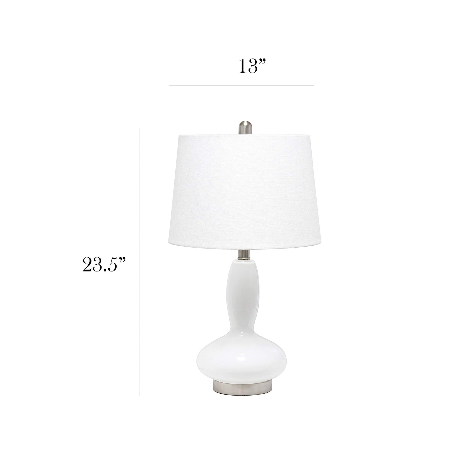 Elegant Designs LT3315-WHT Contemporary Glass Table Lamp, White, Curved Design
