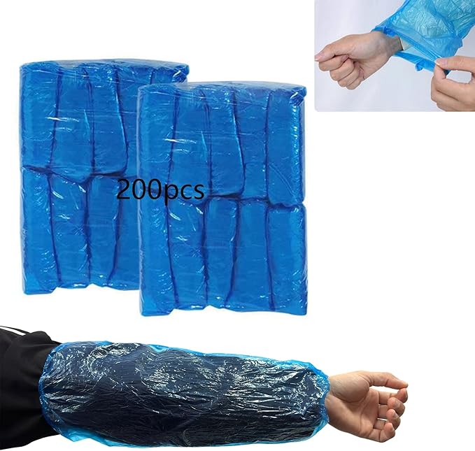 PEFAVPRO 200 PCS Disposable Arm Sleeves, Plastic Sleeves to Cover Arms for Cleaning, Repairing, Painting and Tattooing