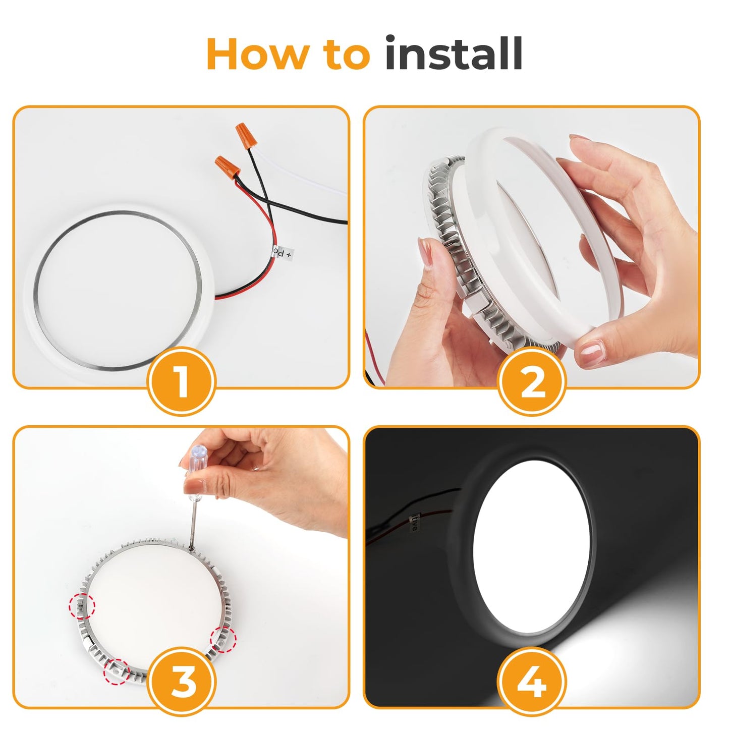 Gzv Rv Interior Lights  Rv Puck Light  Dimmable Led Ceiling Lighting For Camper  Dc 12V 4.75 Inch  Rv Round Lights For Inside  Led Lights For Travel Trailer Boat 4 Pack (3000K - Warm White)