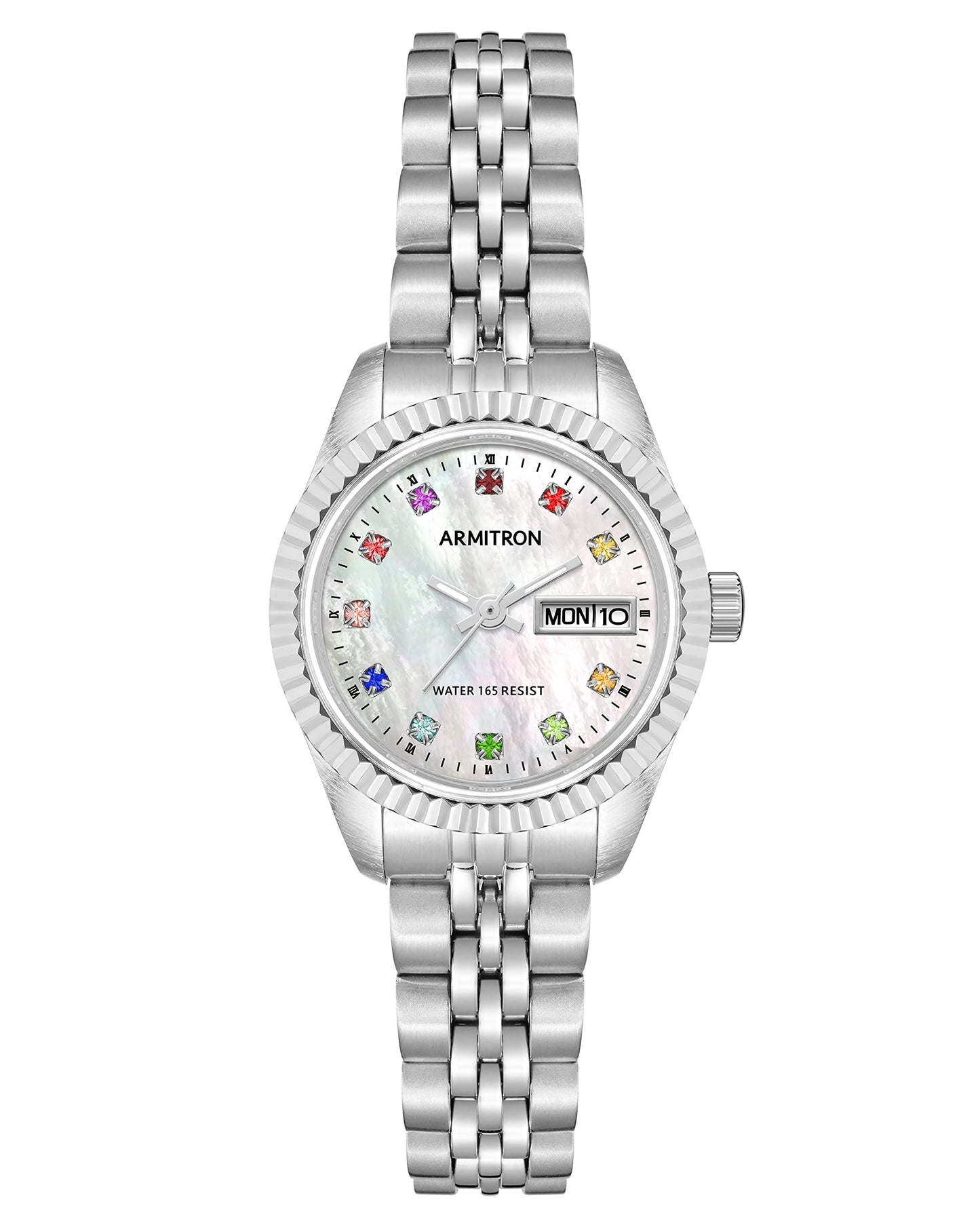 Armitron Women's Day/Date Crystal Accented Dial Metal Bracelet Watch, 75/2475