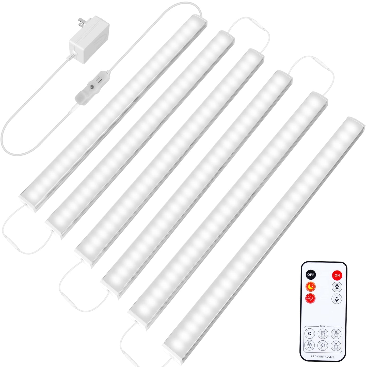 Maylit Under Cabinet Lights, 6 Pcs 12 Inch, Dimmable, Daylight White (6000K), Metal, Ultra Thin, Ideal for Kitchen and Workbench