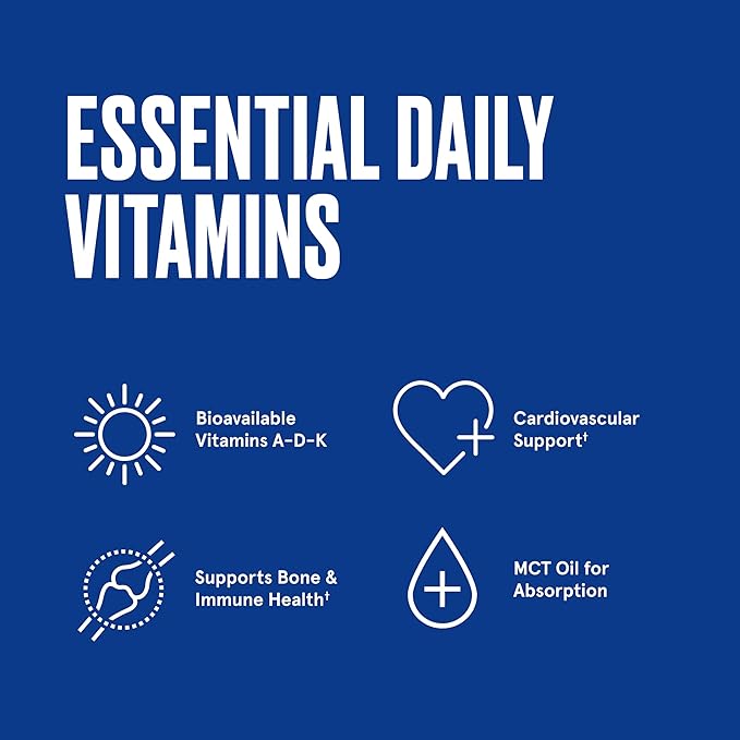 Bulletproof Vitamins A-D-K Softgels, 30 Count, Supplement for Heart, Bone Health and Immune Support