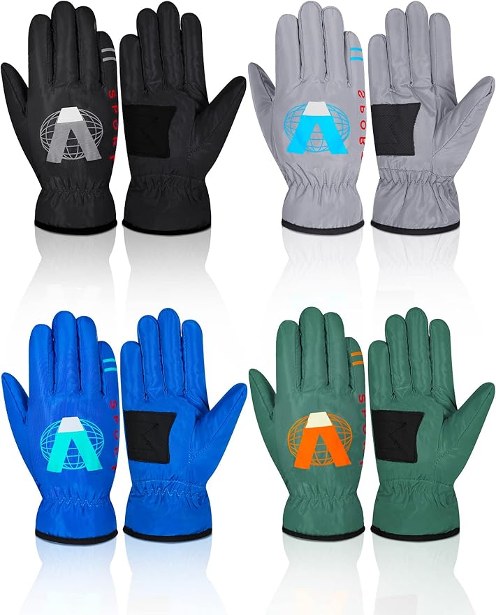 Hicarer 4 Pairs Winter Gloves for Kids Waterproof Snow Ski Gloves Girls Boys Warm Unisex Youth Clothes for Cold Weather