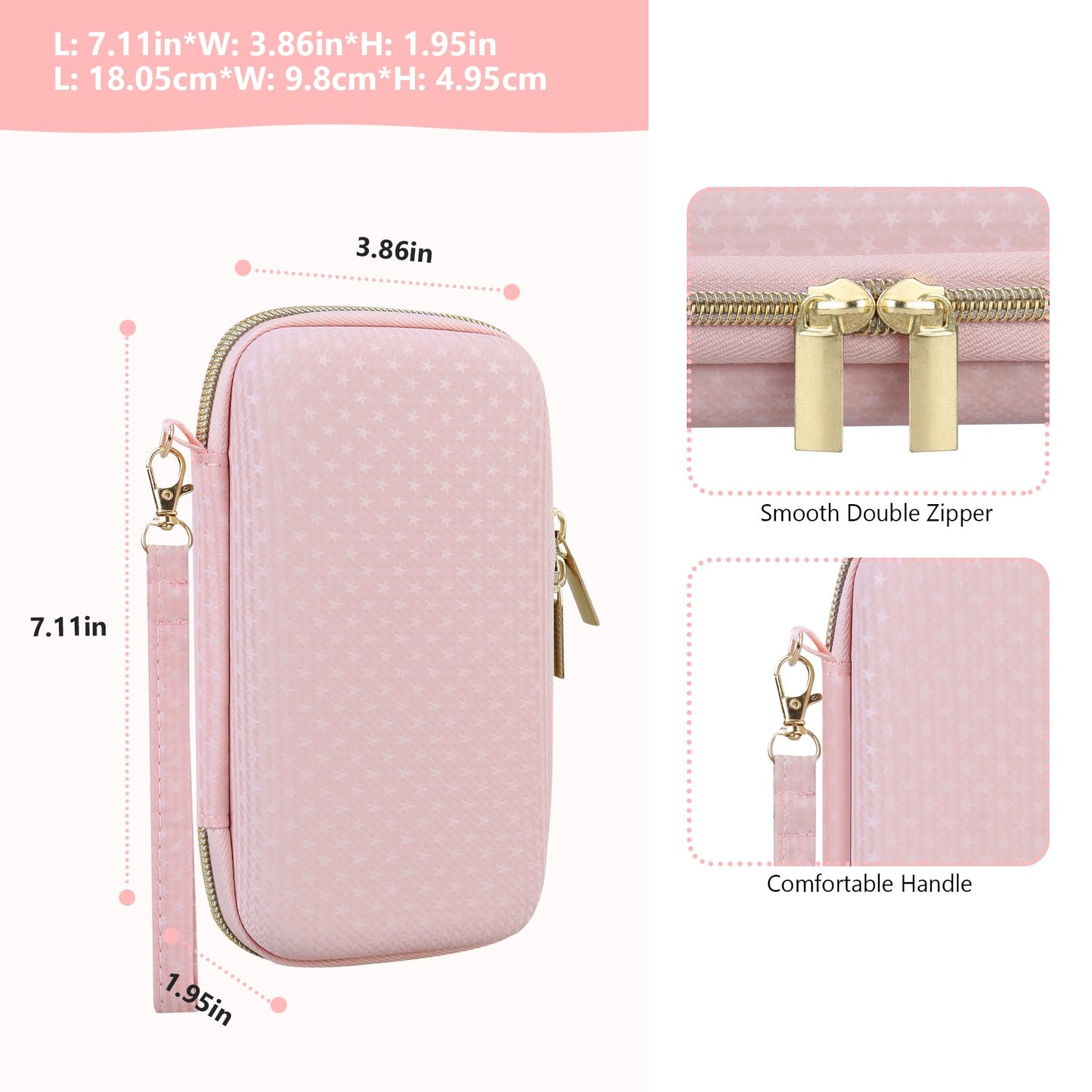 Supmay Carrying Case Compatible with WELLST·G Handheld Game for Kids -Preloaded 220 Retro Video Games, Portable Gaming Player Storage Holder Travel Bag with Mesh Pocket for USB Cable, Pink