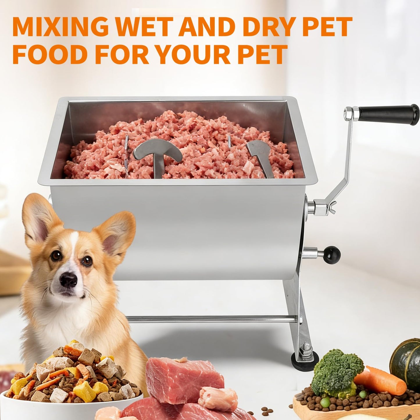 Wutfly Butcher Series 20 LB / 3.5 Gallon Manual Tilting Meat Mixer