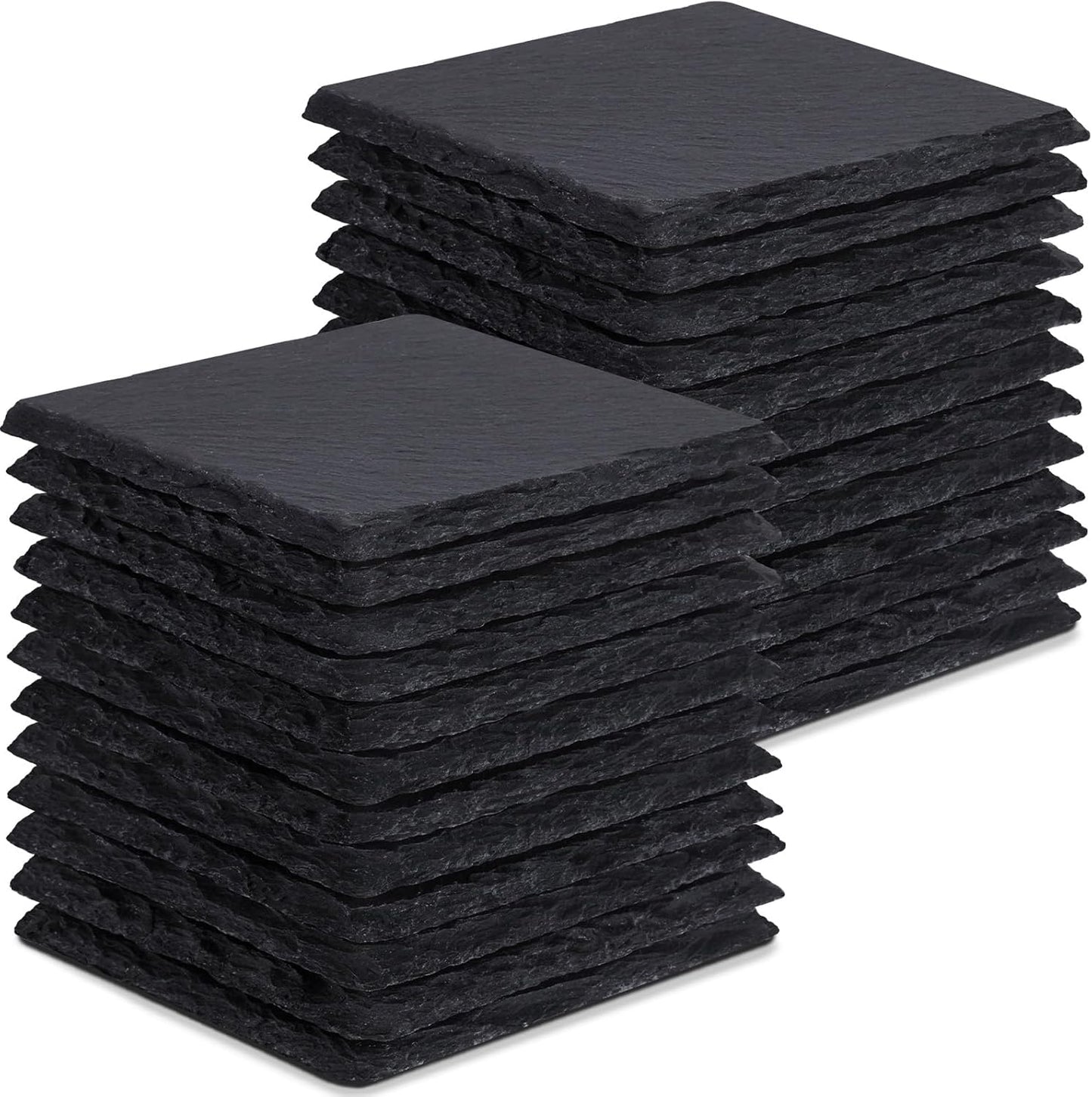 24 Pieces Slate Drink Coasters, GOH DODD 4 Inch Black Coasters Stone Coaster Set, Laser Engraving Blanks with Anti-Scratch Bottom for Home Office Kitchen Housewarming Gifts Wedding Party, Square
