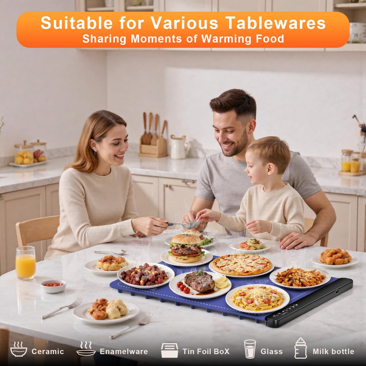 Warming Mat for Food,Food Warming Trays with 4 Temperature Levels - 8-Second Fast Heating Electric Warmer for Buffet, Parties and Holiday Gifts