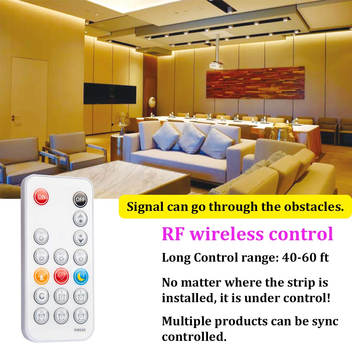Wobane Led Strip Lights 32.8Ft, Dimmable Warm White Tape, 600 Leds, Etl Listed, Remote Control, Model Zh403
