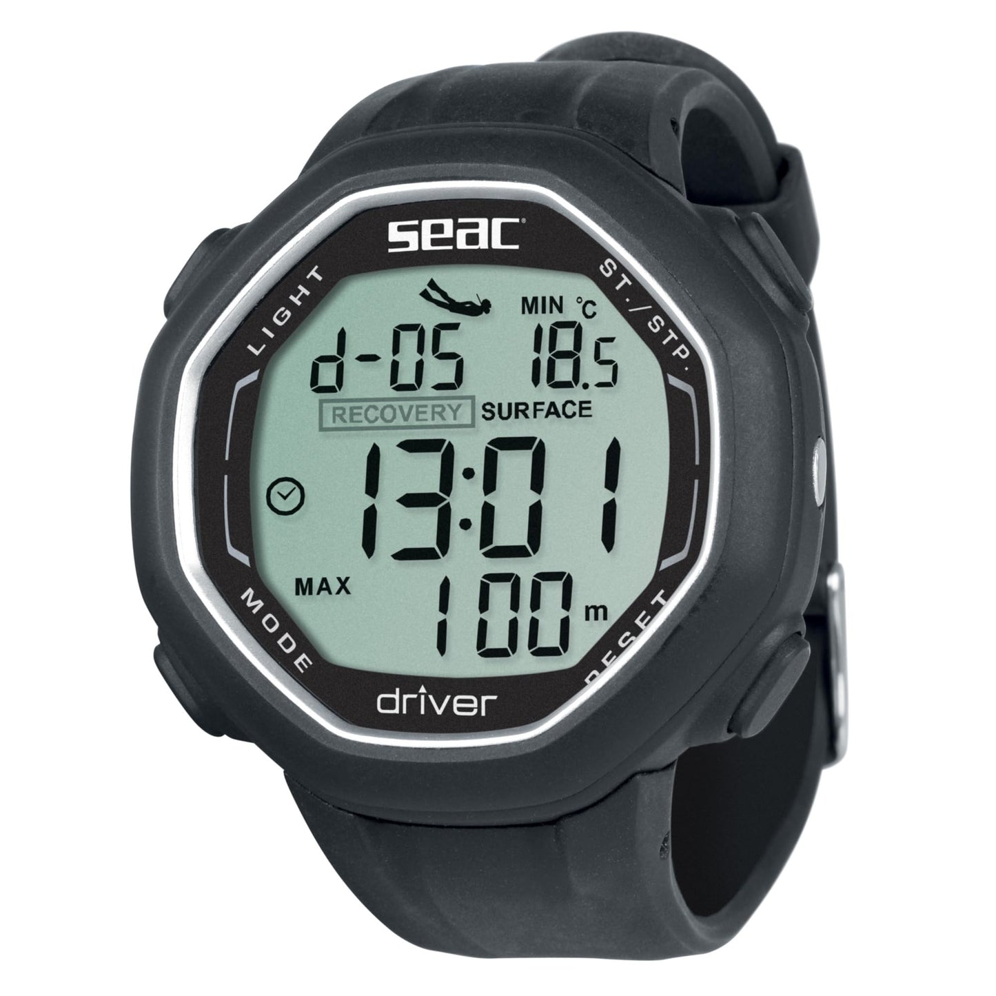 Seac Driver, Wrist-Mount Freediving Computer With Data Download System, One Size