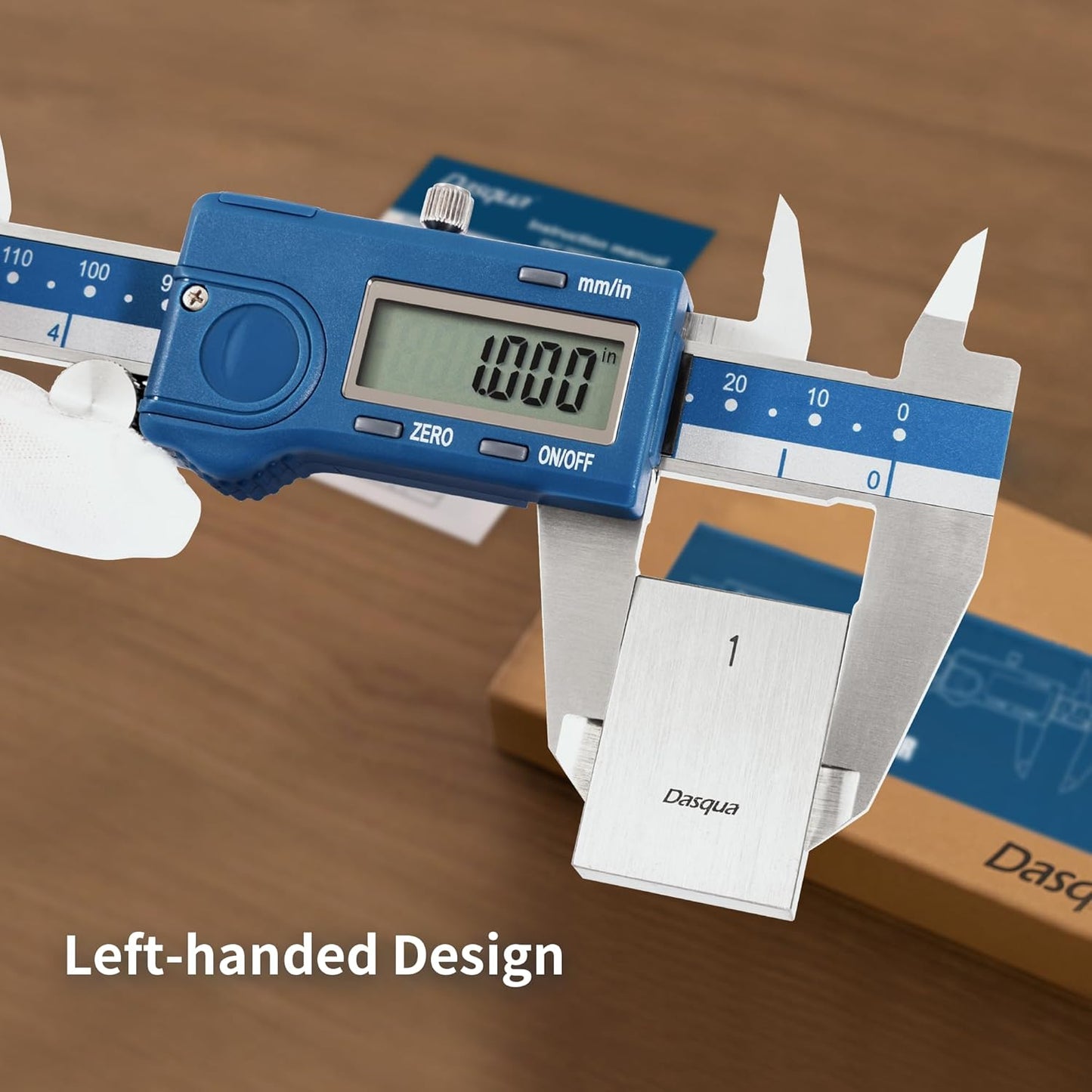 Dasqua Left-Handed Digital Caliper 0-6"/0-150mm Stainless Steel with Large LCD Screen, Dual Unit in/mm, Accuracy ±0.0015"/0.03mm, Resolution 0.0005"/0.01mm, High Precision Caliper Measuring Tool