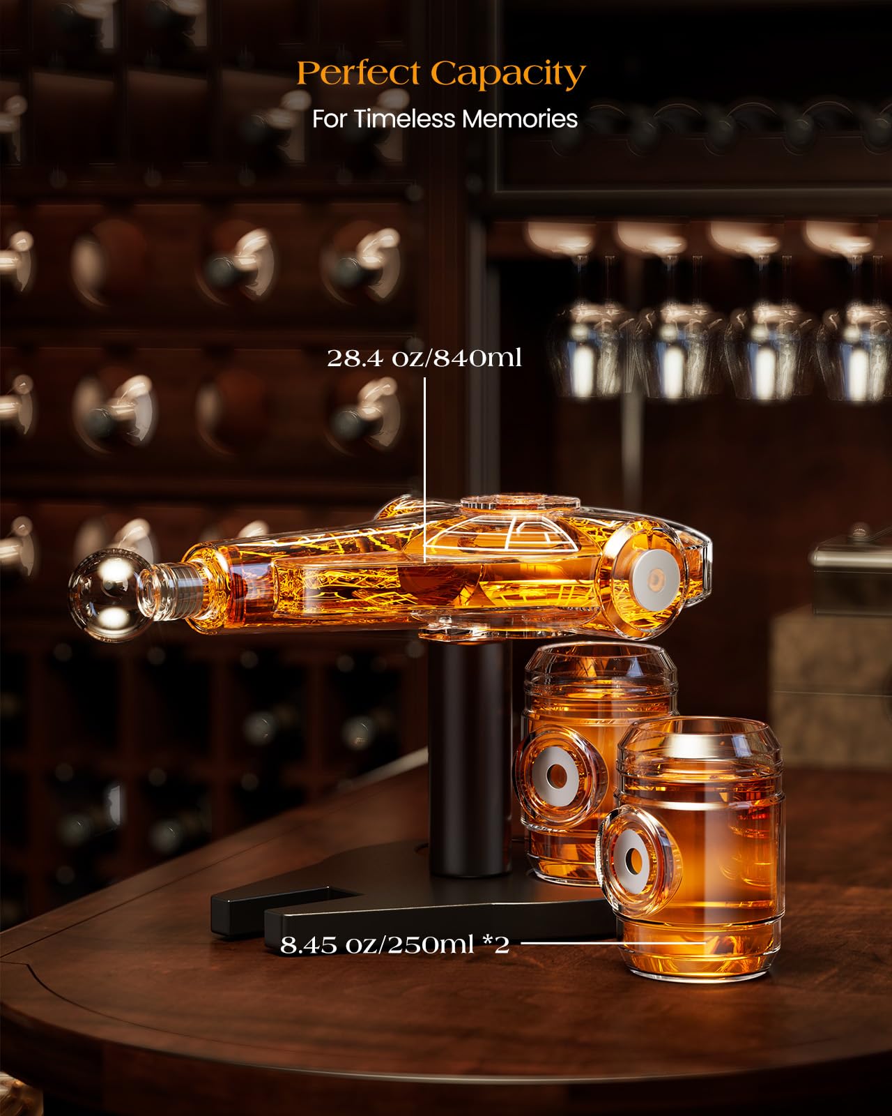 Kollea Birthday Gifts for Men Dad, Galaxy Spaceship Whiskey Decanter Sets for Men, Spacecraft Limited Edition, 2 Funny Shot Glasses, Unique Guys Brother Gift Idea, Liquor Decanter for Bar, Anniversary