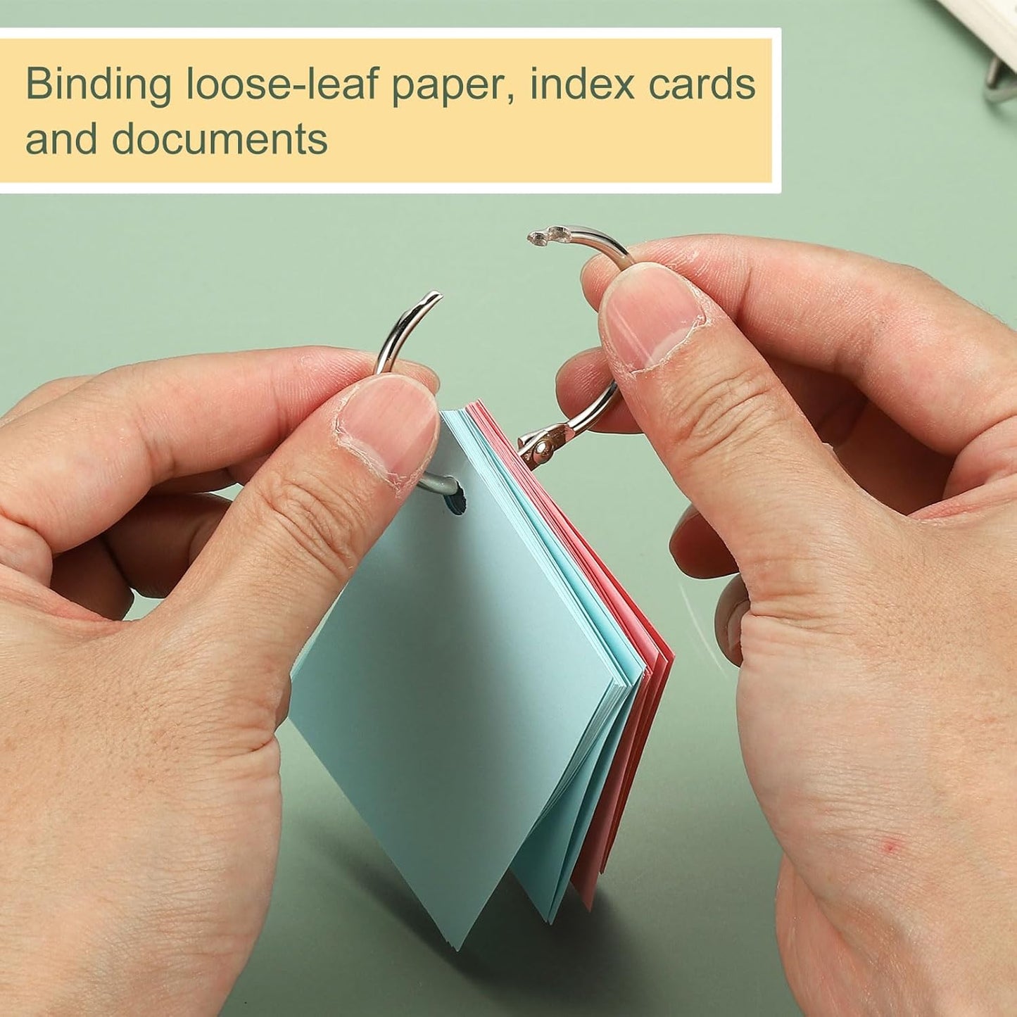 PATIKIL 1.8" x 2" Loose Leaf Binder Rings, 30 Pcs Metal Book Rings Nickel Keychain Ring for Paper Index Cards Flash Card Notebook Rings Office Home Book Binder, Silver Tone