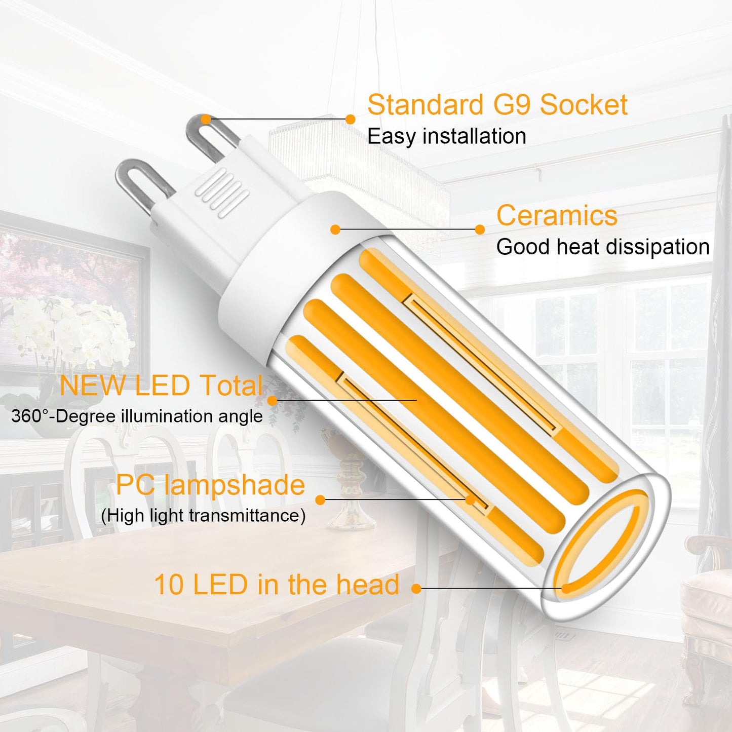 Lflampon G9 Led Bulb Dimmable 8W  60-80 Watt T4 G9 Halogen Equivalent  2700K Soft Warm White  Ceramic G9 Bi Pin Base  120V 800Lm For Chandelier Ceiling Pendant Lighting(5 Pcs)