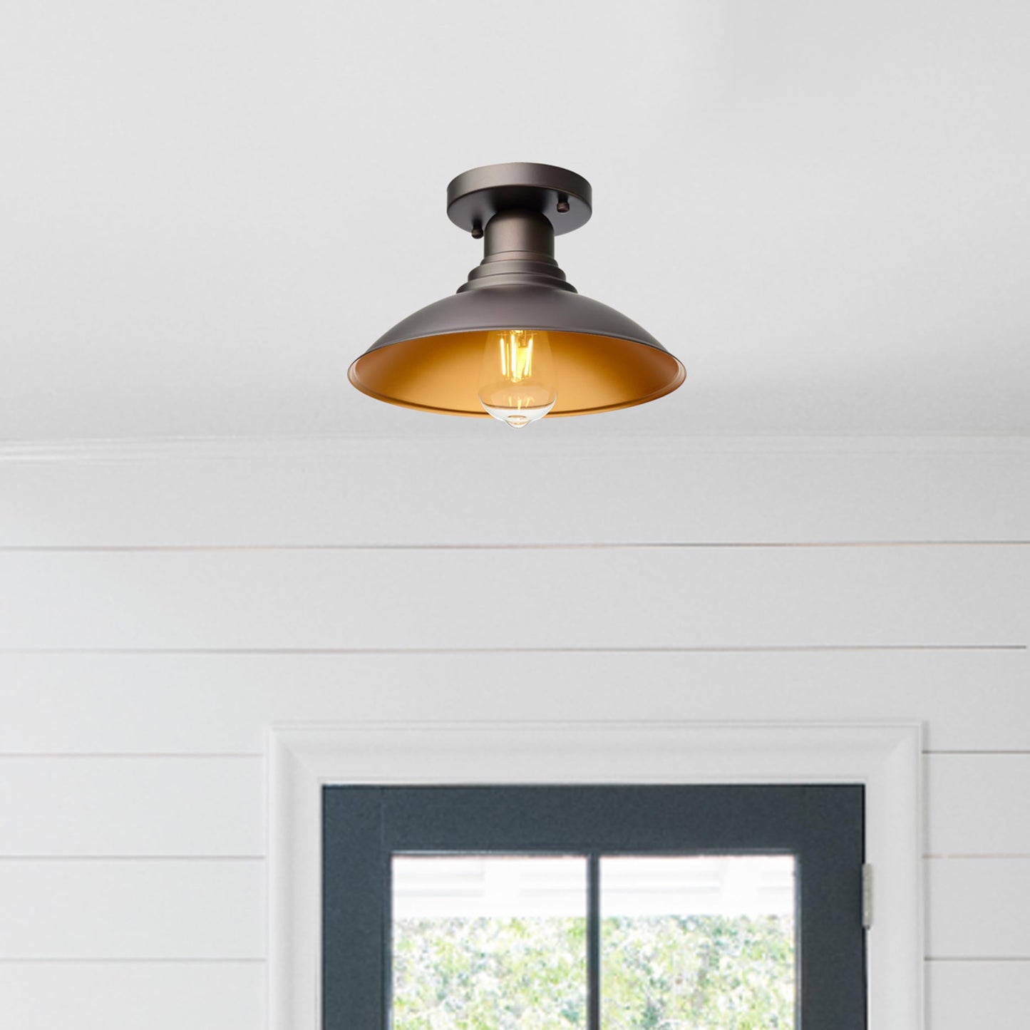 Goldhill Bronze Outdoor Semi Flush Mount Ceiling Light 2 Pack With Gold  Farmhouse Close To Ceiling Lighting With E26 Based Socket For Hallway Foyer Kitchen Porch Bathroom