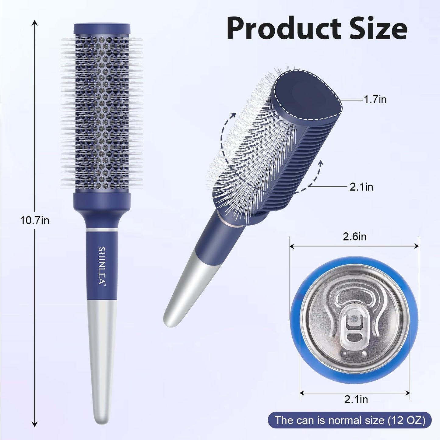 SHINLEA Ceramic Round Brush for Blow Out, Newly Upgraded Round Brush for Blow Drying with Distribution Grooves and Nylon Bristle