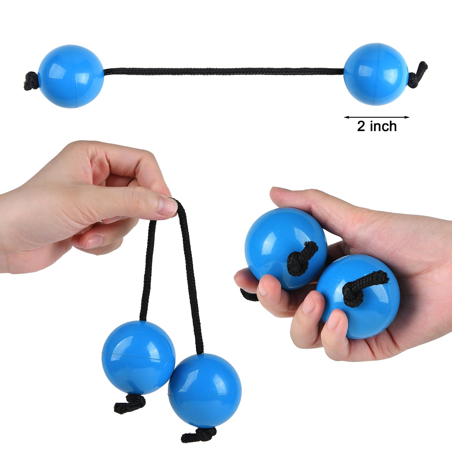 2Pcs Asalato Shakers, Kashaka Rhythmic Ball African Musical Instrument Aslatua Shakers, Blue