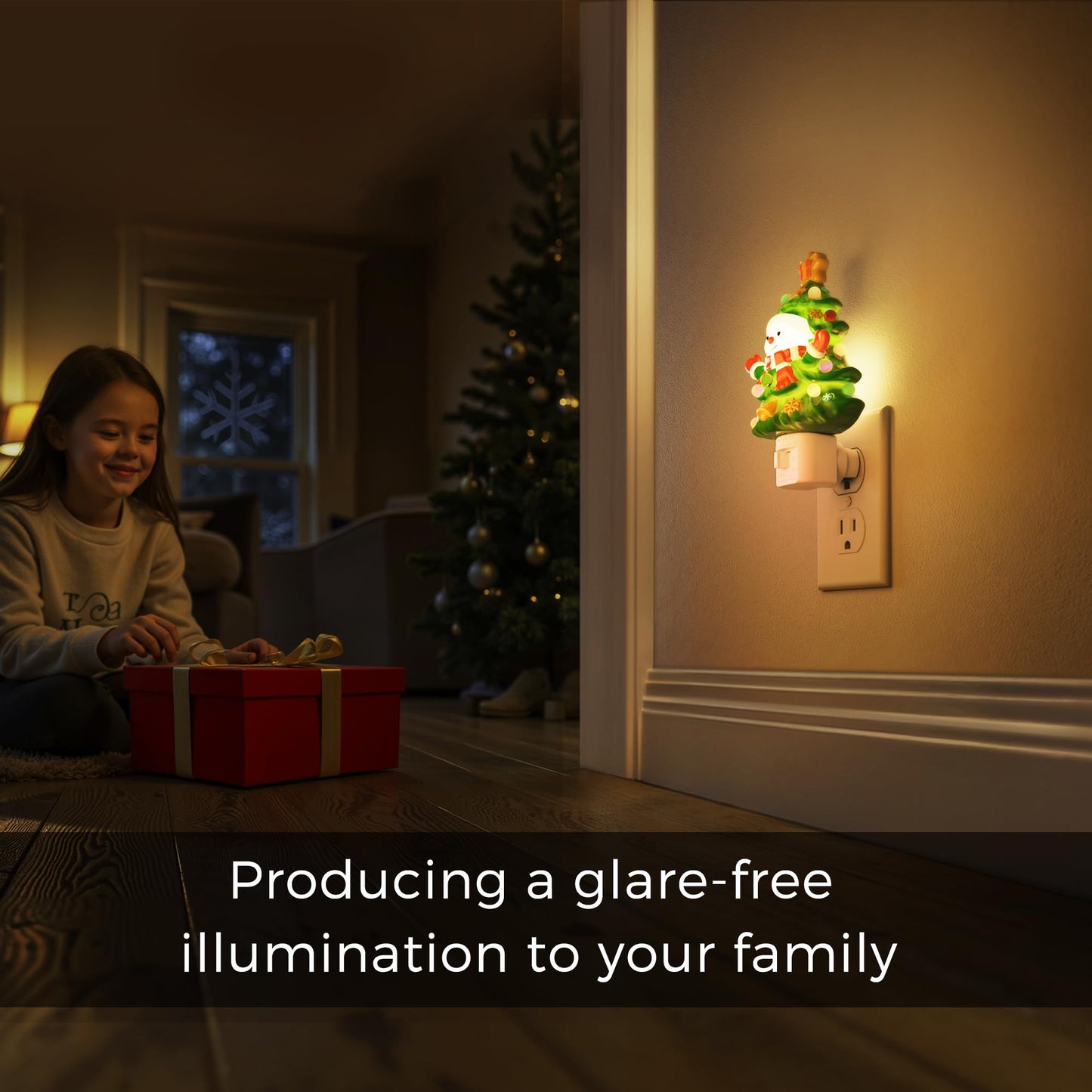 L Lohas Led Christmas Tree & Snowman Night Light  3000K Warm White Plug-In Night Light  Cute Resin Holiday Decor With 360?Rotatable Plug For Kids Room  Party & Home  1 Pack