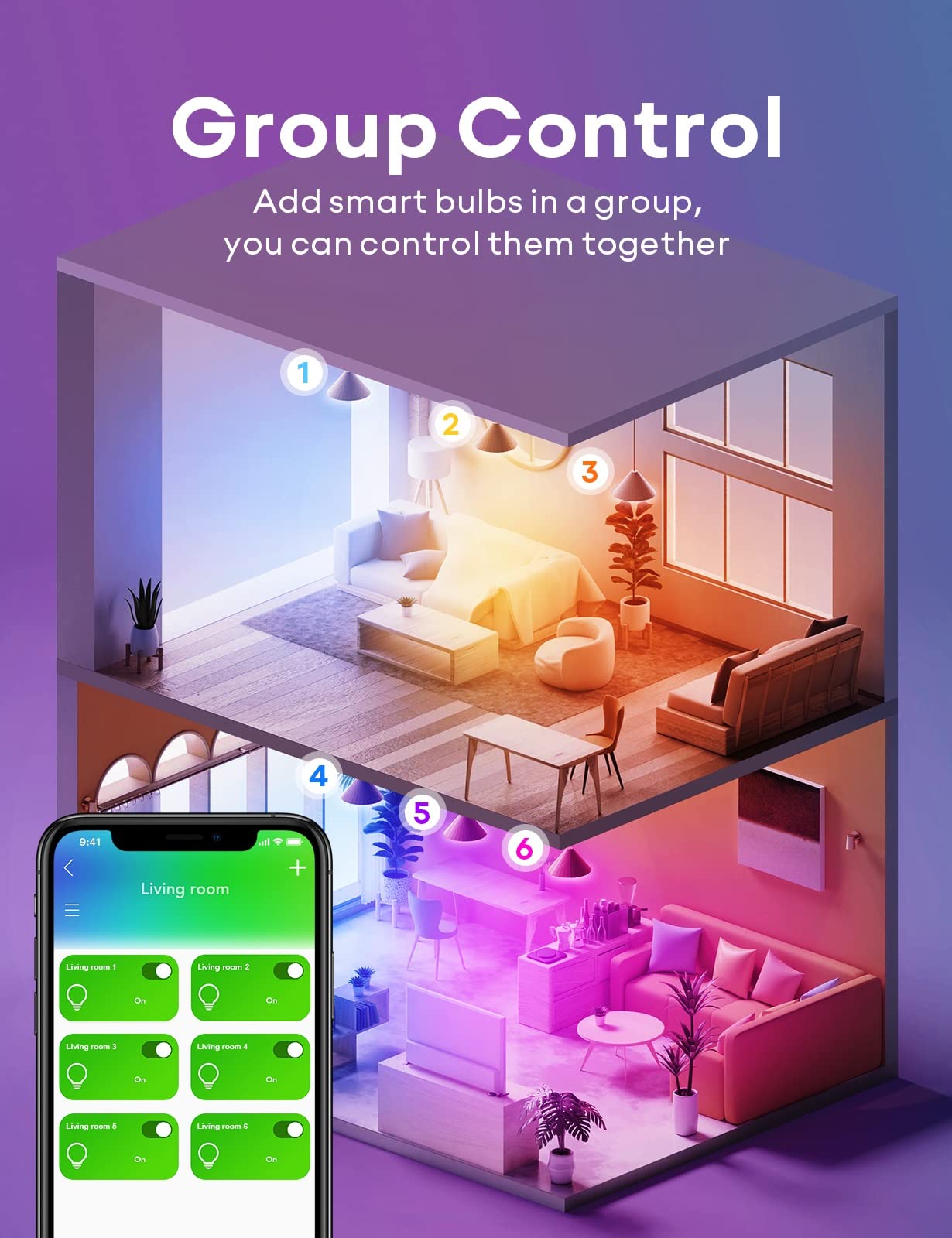 Vocolinc Smart Light Bulb, Rgbw Color Changing, 800 Lumens, Dimmable, Wifi, E26, 1 Pack, White