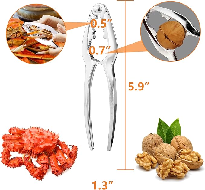 Crab Crackers and Tools, 5 Pcs Crab Crackers, Lobster Crackers and Tools, Seafood Tools Set, Walnut Nut Cracker Set, Home Restaurant Kitchen Tools