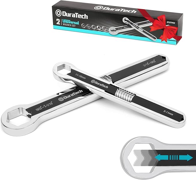DURATECH Universal Wrench Set, Adjustable Wrench Set, SAE & Metric, 8-inch&10-inch, 44 sizes in 2 Piece, Drop Forged, ANSI...