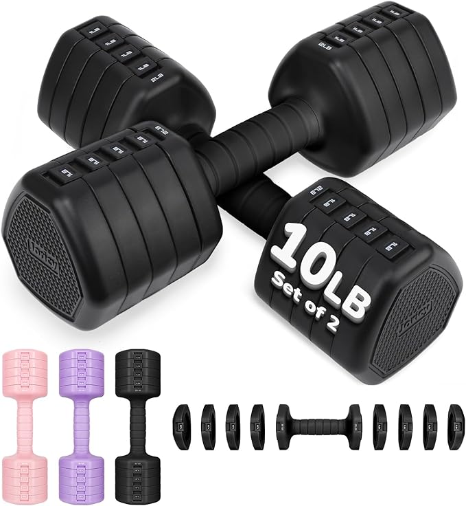 10LBS/20LBS/30LBS Dumbbells Adjustable Dumbbell Set of 2, Hand Weights for Women Men Free Weight Dumbbells Sets for Home G...