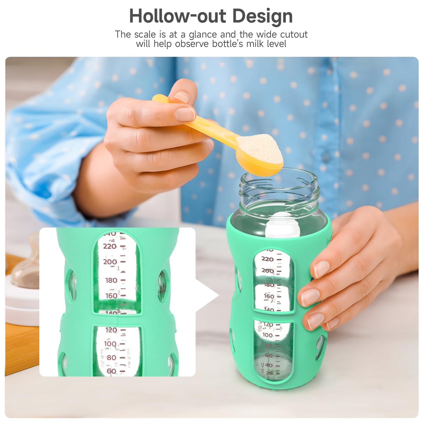 Morlike Silicone Baby Bottle Holder Sleeves Fit for Philips Avent Natural Glass Baby Bottles 8oz, 100% Silicone Baby Bottle Covers for SCY913, Protecting Glass Bottles, Dishwasher Safe (4 Pack)