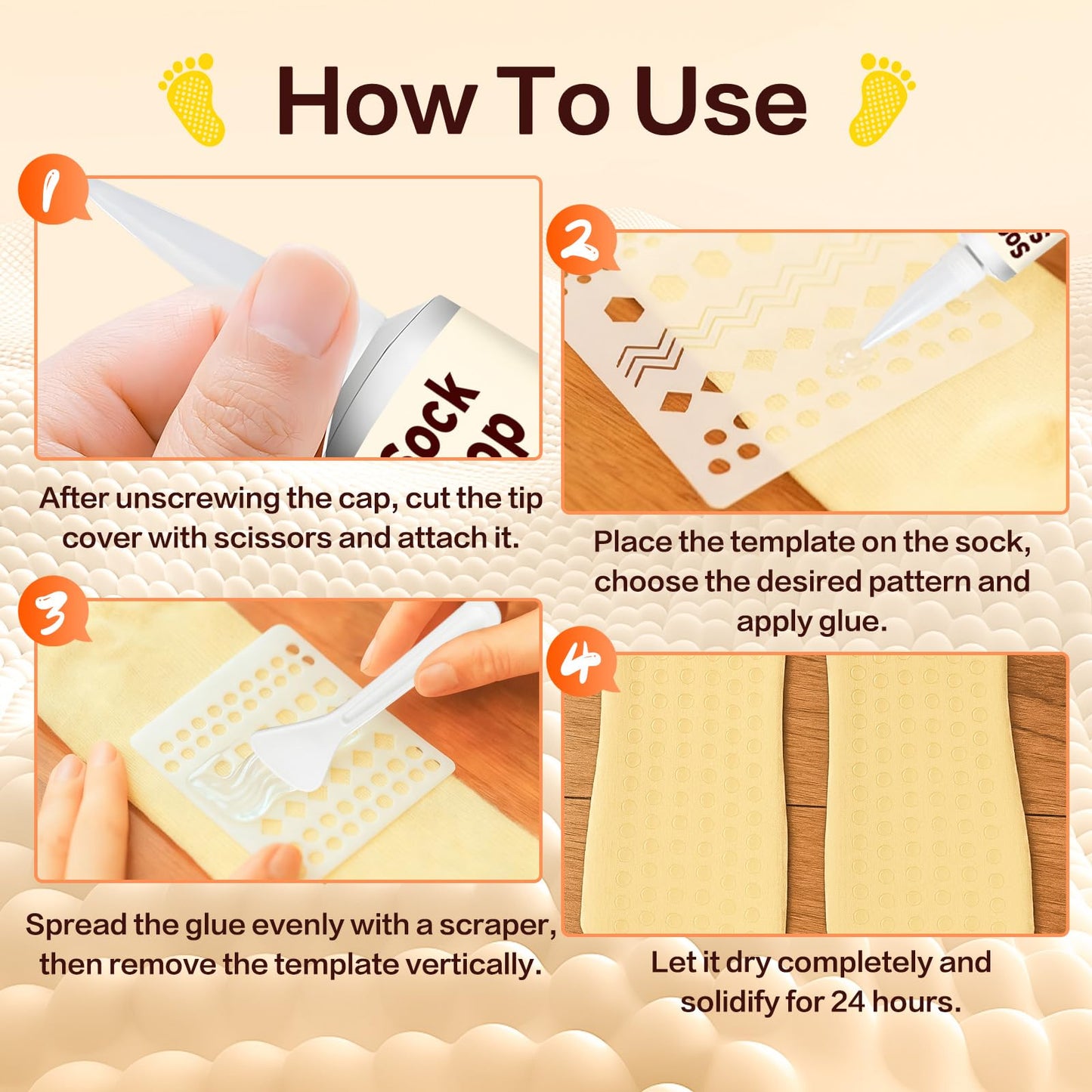 Bellemora Sock Stop, Clear Waterproof Sock Glue 100ml, Washable Sock Stop Anti Slip Adhesive with Precision Nozzle for DIY Anti Slip Socks, Rugs, Mats and Blankets, Hangers