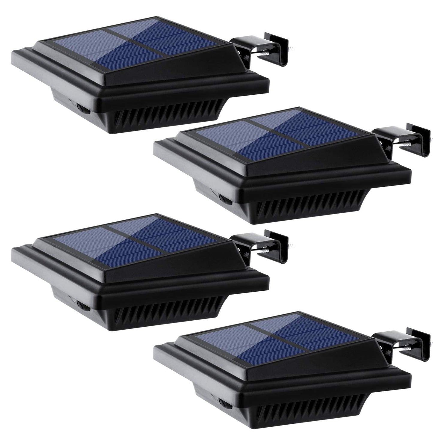 Uniquefire 40 Leds Outdoor Solar Gutter Lights, Waterproof Security Lamps, 4Pcs Black Warm Light, Ideal For Garden And Landscape