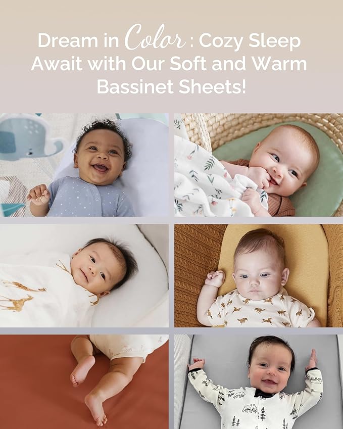 Bassinet Sheets 20x30 Inch for Graco Travel Lite Crib, Sense2Snooze, My View 4 in 1, Dream Suite and Guava Bassinet - Buttery Soft, Ultra Stretchy Sheets - Sky + Sage + Cloud, 3 Pack