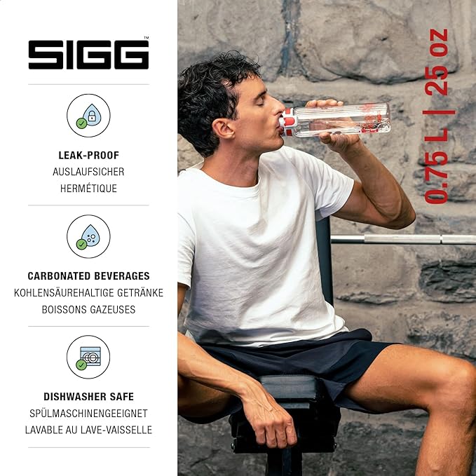 SIGG - Tritan Renew Transparent Water Bottle - Total Clear ONE MyPlanet - For Carbonated Beverages - Dishwasher Safe - With Fruit Strainer - Leakproof & Lightweight - BPA Free - 17 Oz / 25 Oz / 51 Oz