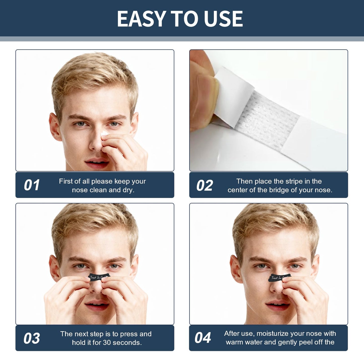 Nasal Strips for Snoring - Extra Strength Nose Strips for Breathing - Nose Tape for Sport, Work and Sleep - Anti Snoring Strips Help Stop Snoring (Black-100 PCS)