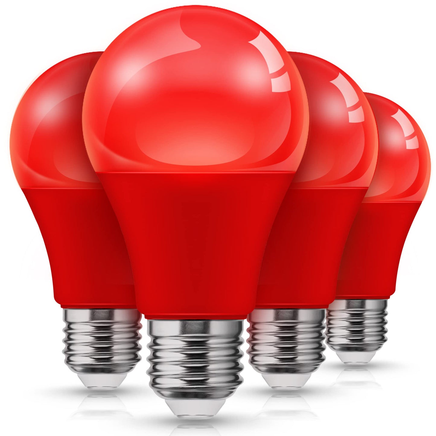 L Lohas Led Red A19 Light Bulbs, 9W (60W Equivalent), E26 Base, Non-Dim, 4 Pack, Indoor Christmas Decor