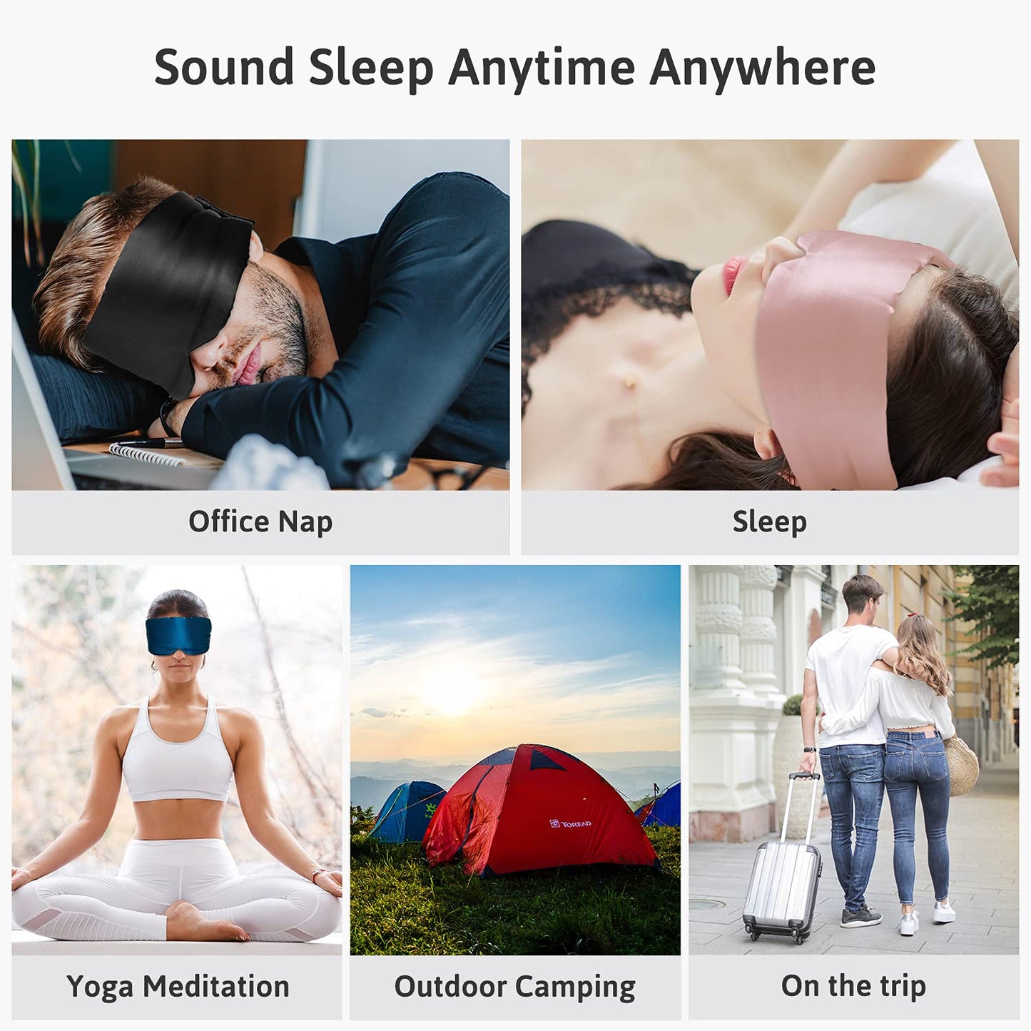 ATreebag Silk Sleep Mask for Women Men, Mulberry Silk Eye Sleeping Mask & Blindfold with Adjustable Strap, Blackout Eye Cover for Sleep Travel Yoga Nap, Large Size, Light Plum