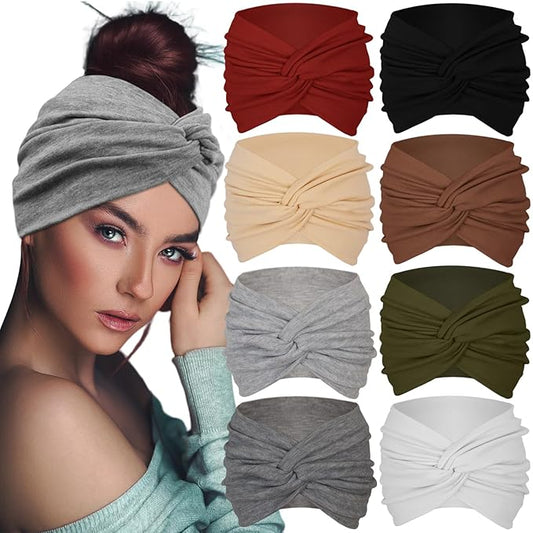Sefiinh Extra Wide Headbands For Women 7'' Large Headband Twist Head Bands Women's Hair Band Stretchy Turban Styling Acces...