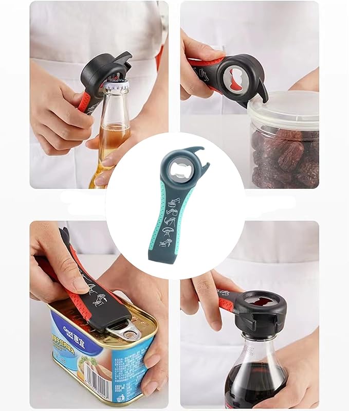 5PCS Multi-Purpose Can Opener Set, 5 in 1 Lid Opener, Beer Bottle Opener, Non Slip Rubber Jar Opener