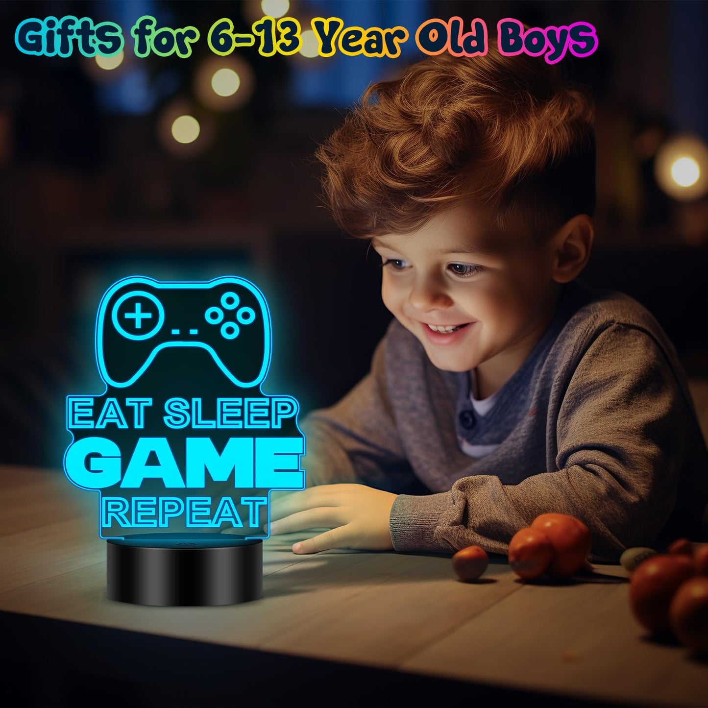 Linkax 3D Illusion Night Light & Soccer Gift For Teens  Boys & Kids - 8 To 12 Year Olds - Football Accessories & Room Decor (Gaming)