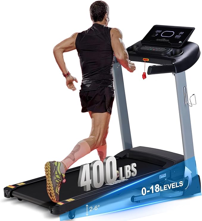 Incline Treadmills for Home, Treadmill with 18% Auto Incline, Heavy Duty 400LBS Capacity, Running Machine with 18.90" Wide...