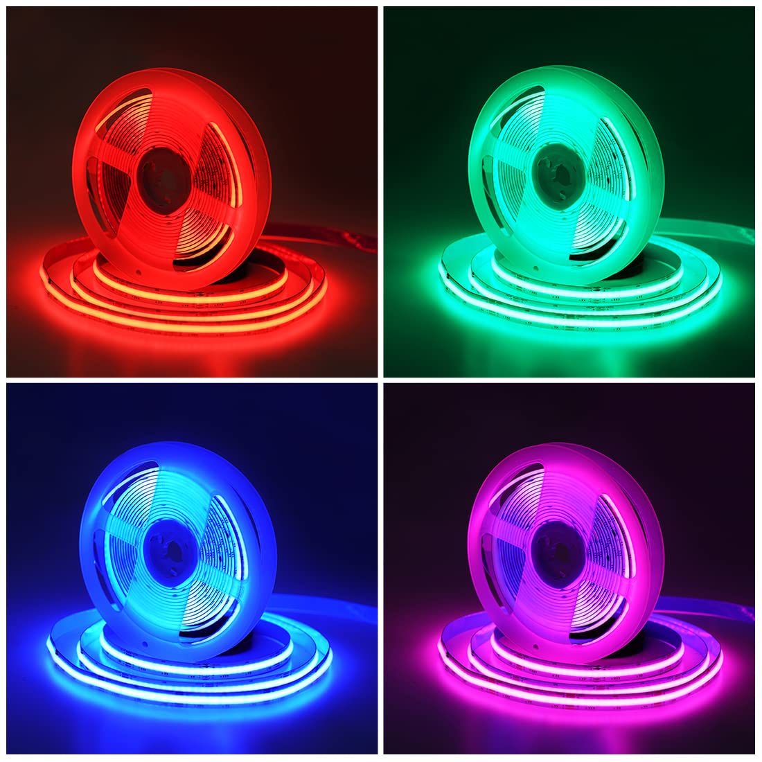 Sezo Rgbw Cob Led Strip Light, 9.84Ft, 24V, 896 Leds/M, Vinyl, Multicolor, Warm White 3000K, Model M1Fob