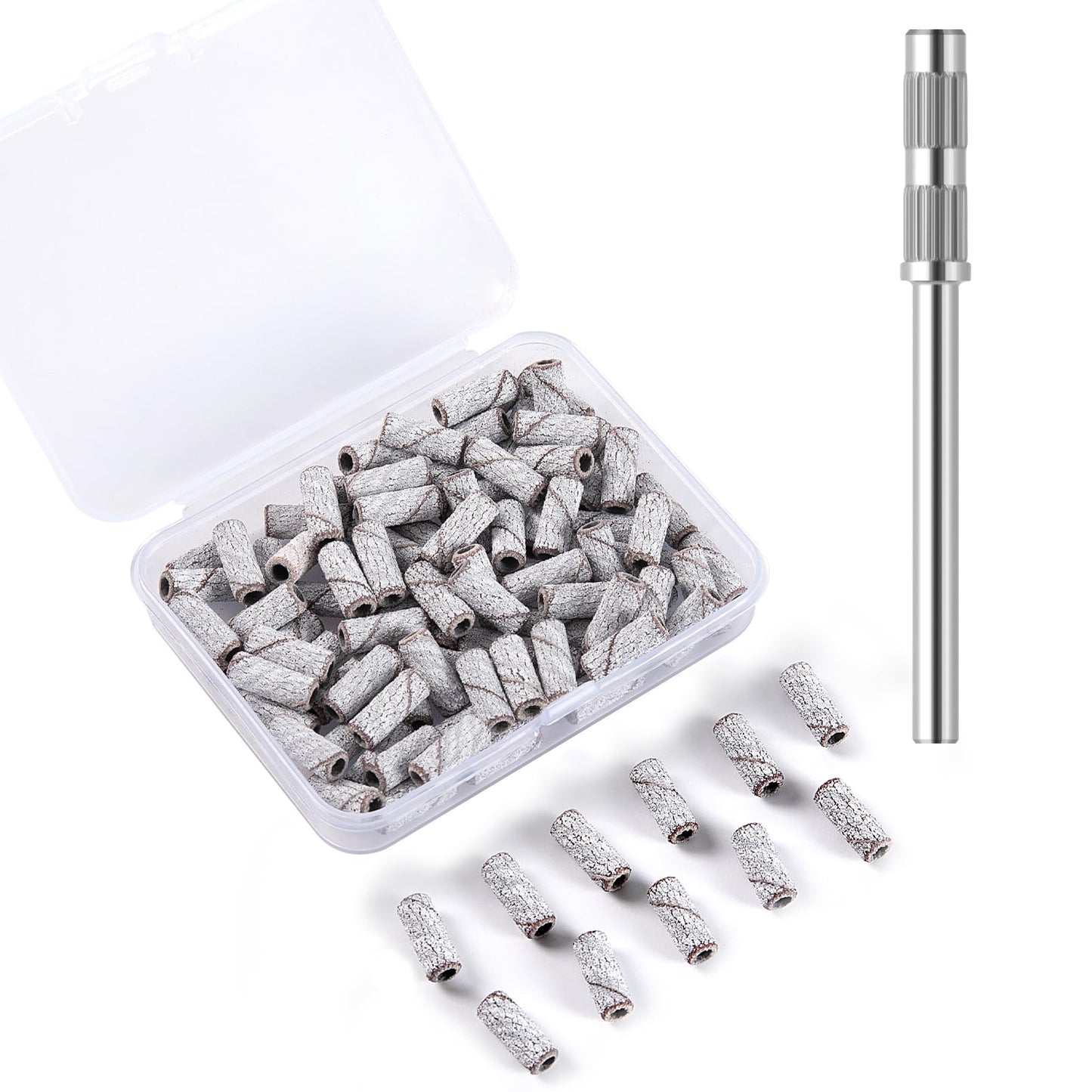 BITNBITH 100pcs Small Nail Sanding Bands for Nail Drill,3.1mm Mini Nail Sanding Mandrel Bits 120 Grit Medium Nail File Bits for