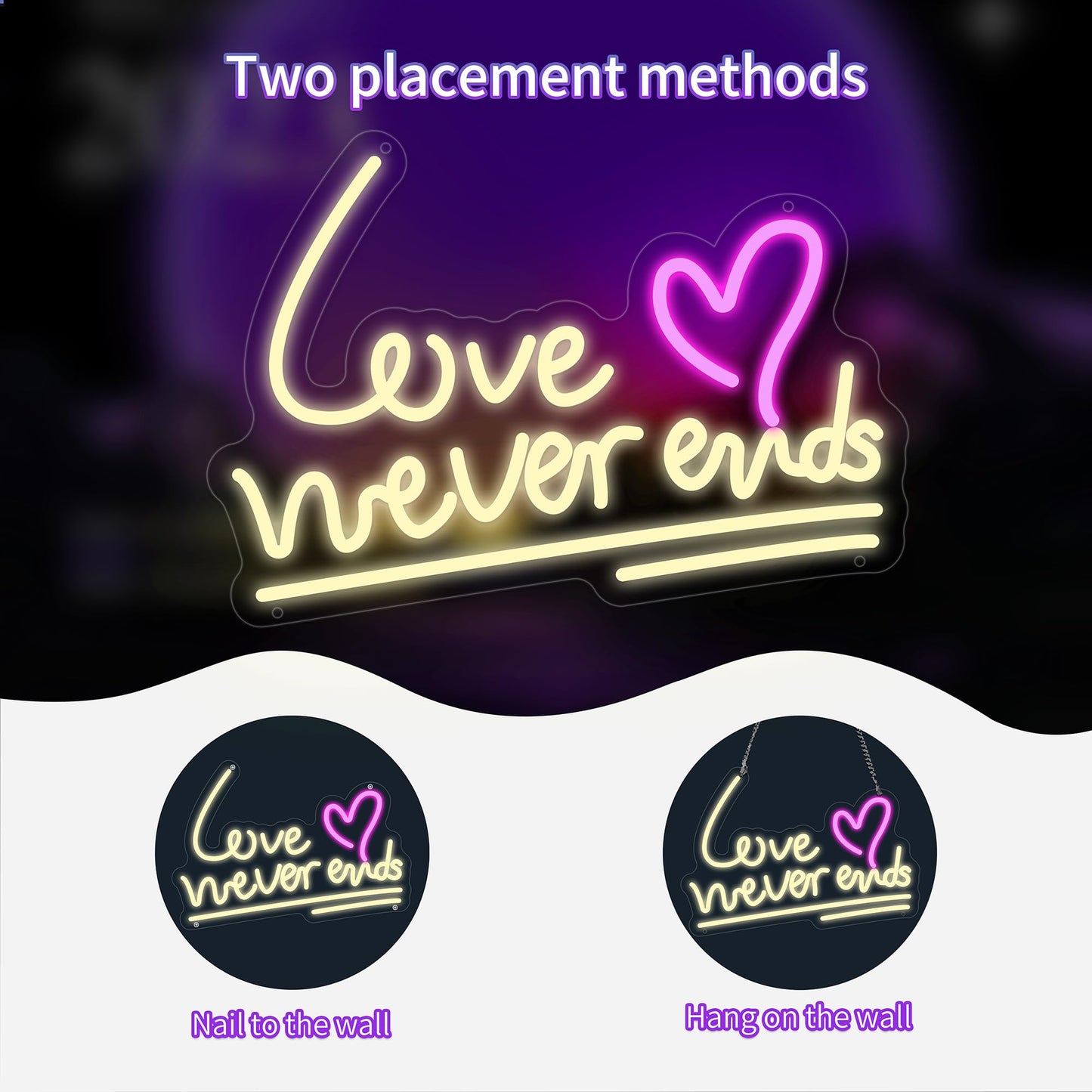 Love Never Ends Neon Sign For Wall Decor  Dimmable Love Led Lights Signs Letters Signs For Wedding  Neon Light Room Decor For Party Birthday Gift Christmas Gift